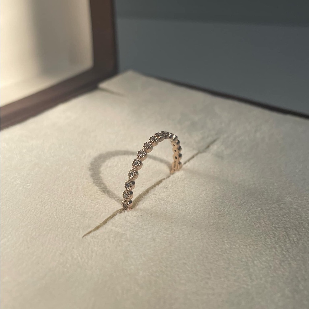 🌿 SOLD 🌿 18K Solid Rose Gold Micropave Full Diamond  Eternity Ring Size 5
